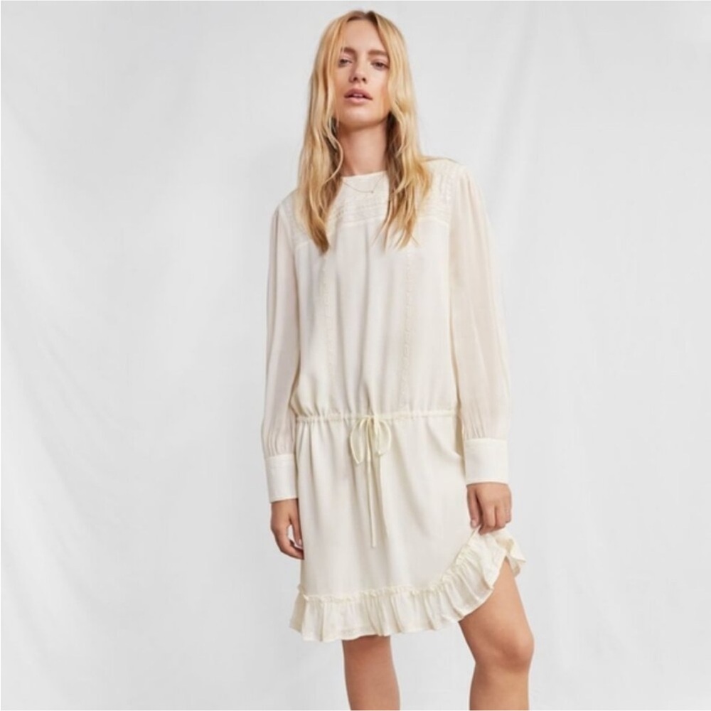 NWT Anine Bing Silk Drop Waist Long Sleeve Dress